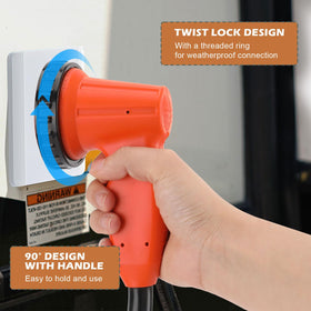 Gociean close-up of the 90-degree ergonomic grip for easier unplugging