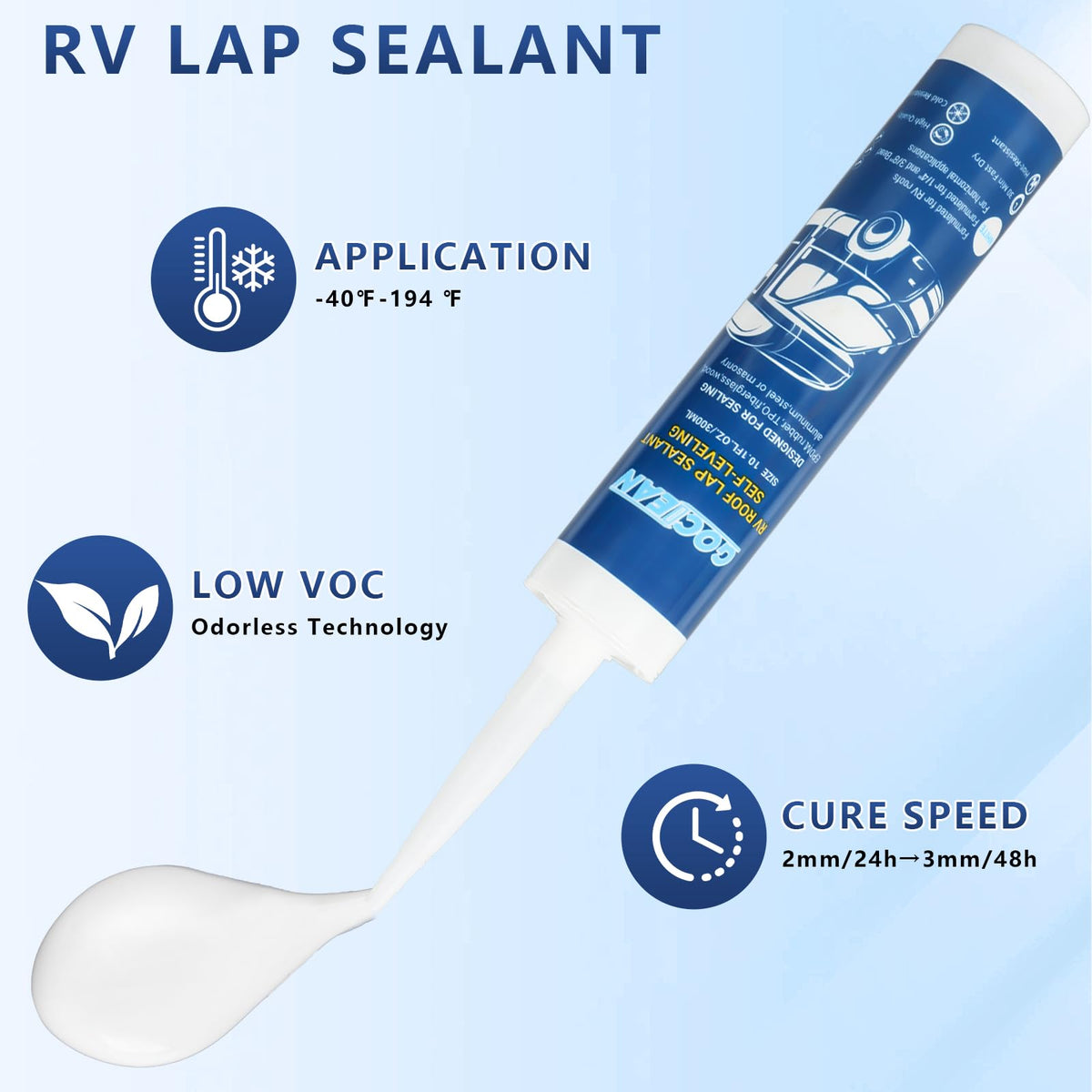 Gociean sealant texture close-up demonstrating smooth self-leveling flow