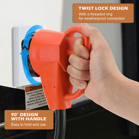 Gociean female inlet with 90-degree ergonomic handle for easier plugging