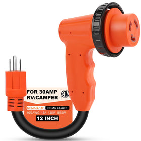 Gociean front view of adapter showing connectors and labeling for safe use