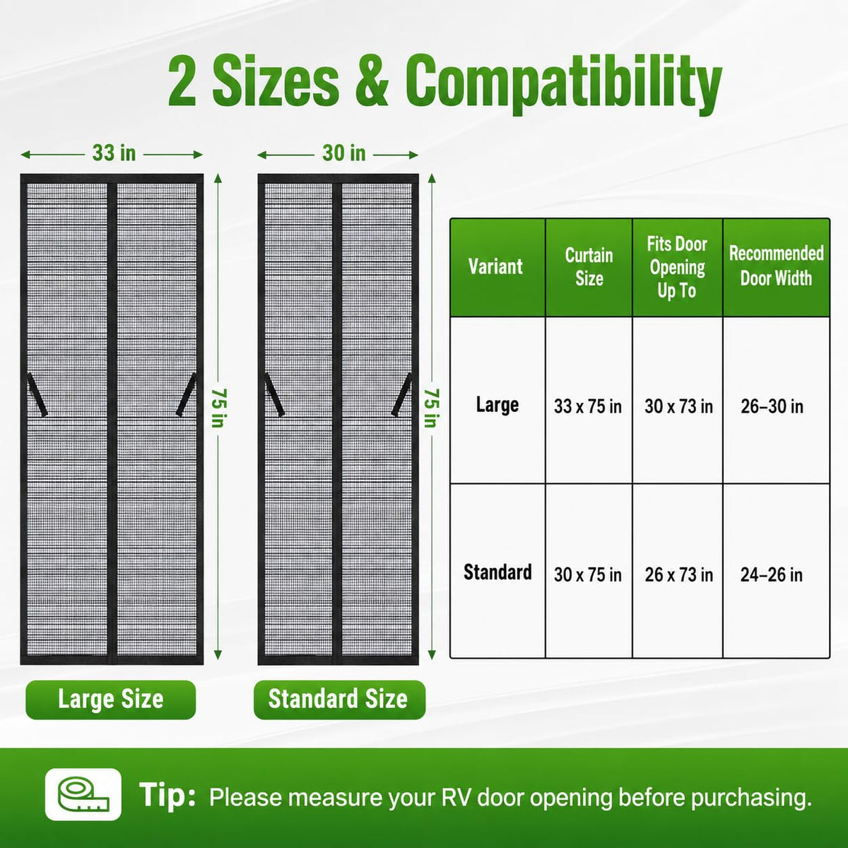 Gociean product label with dimensions showing size-fit assurance benefit