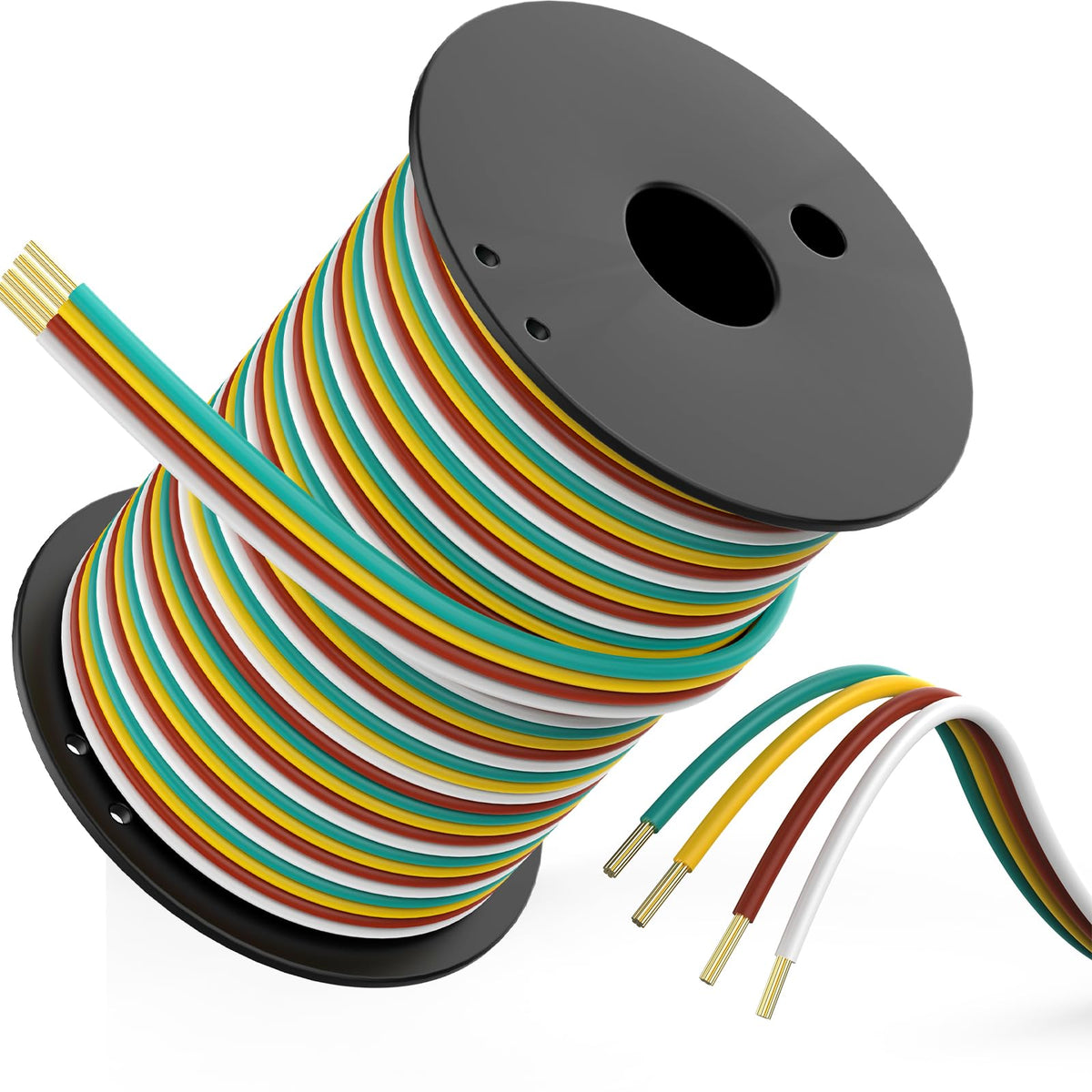 GOFOWRK front spool view showing neat bonded 100ft wiring for fast installs