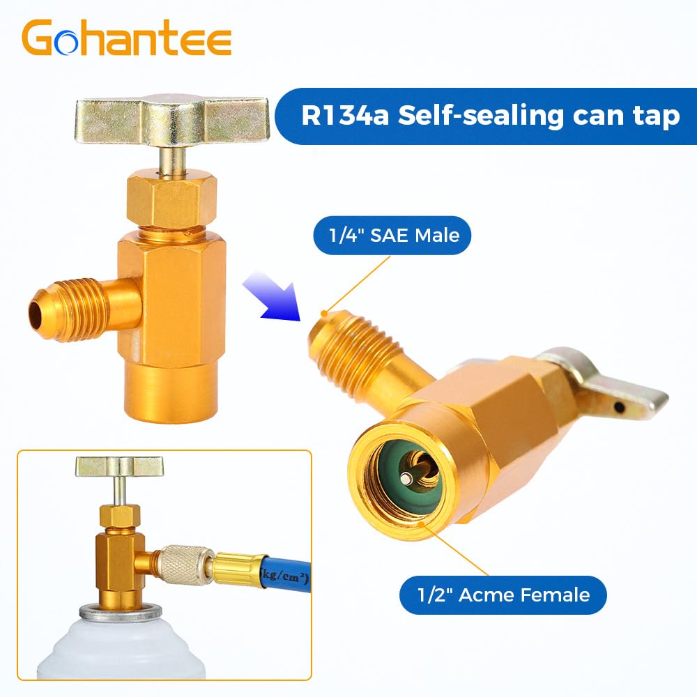 gohantee can tap thread detail showing self-sealing 1/2" Acme female for secure refrigerant cans