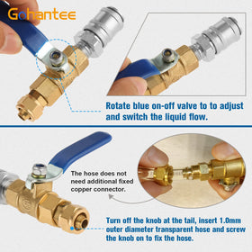 gohantee adapter installed at a vehicle fill port demonstrating clean, accurate refilling