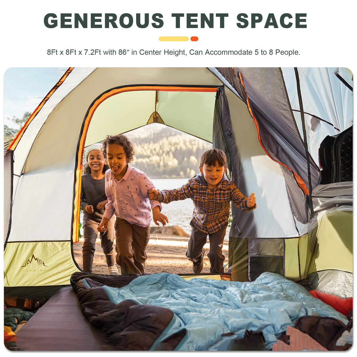GoHimal tent interior space with gear organized benefit: roomy sleeping and storage area