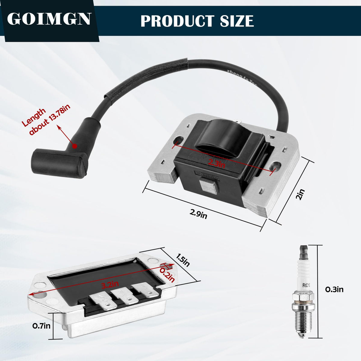 GOIMGN ignition coil close-up showing high-quality moulding for improved durability