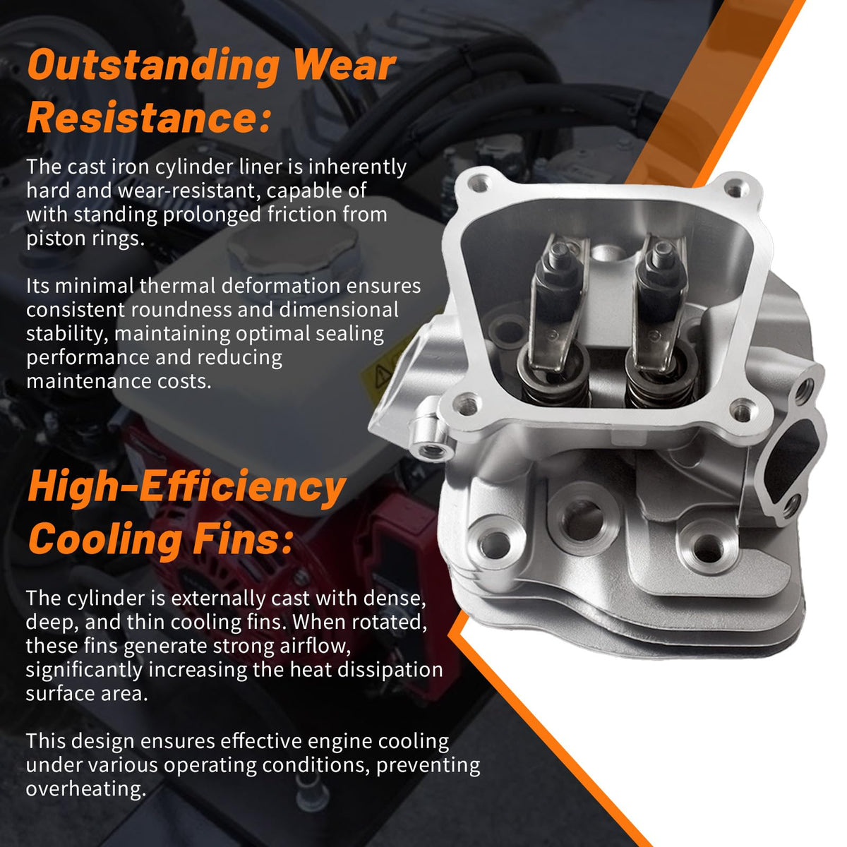 GOIRTUTSS head with gaskets and spark plug packaged for full replacement readiness