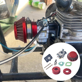 GOIRTUTSS carburetor installed on mini bike intake showing real-world compatibility