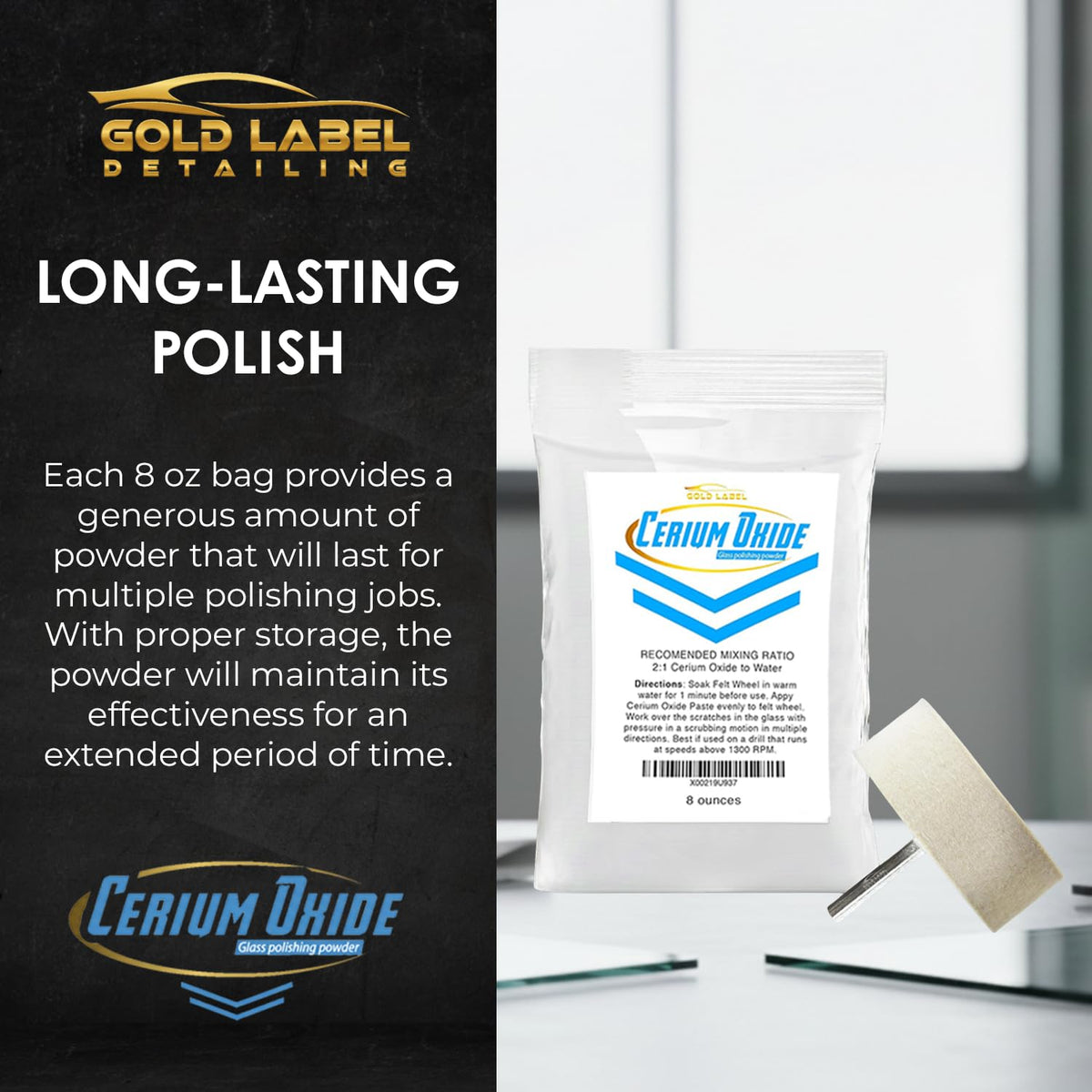 Gold Label Detailing powder closeup texture showing fine particles for precise polishing
