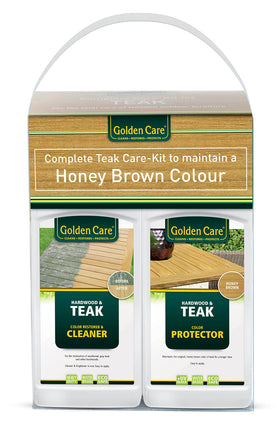 Golden Care 3-in-1 front packaging showing cleaner and protector for easy teak maintenance