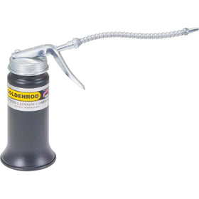 Goldenrod front view of steel oiler showing stable wide base and lever for precise control