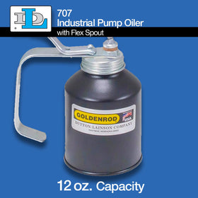 Goldenrod flex spout close-up highlighting 8-inch reach for precise oiling in tight spots