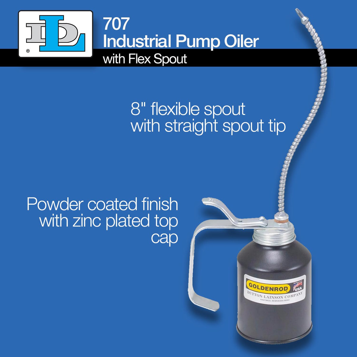 Goldenrod pump mechanism detail showing zinc die-cast pump and precision piston for consistent flow