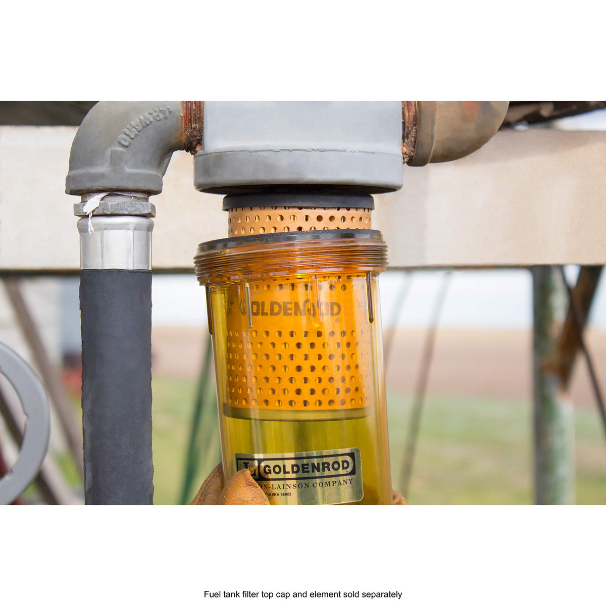 Goldenrod close-up of threads and seal showing secure fit and leak prevention benefit
