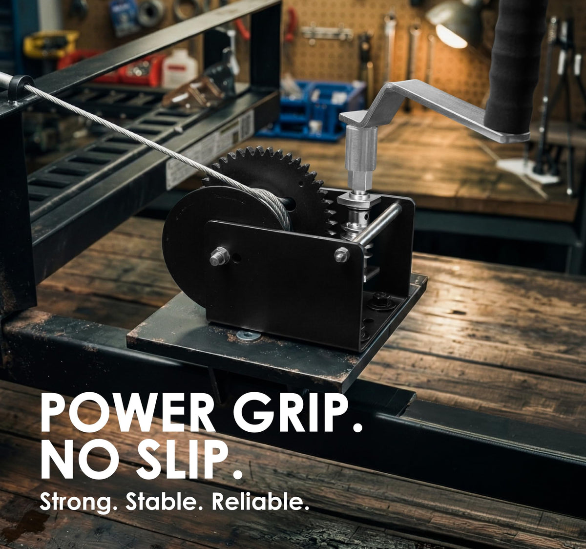 Goldenrod WG2000HEX removable handle detail for manual control and precise load positioning
