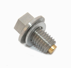 GoldPlug AP04 front view showing stainless steel plug and thread, ensures secure seal