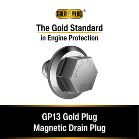 GoldPlug GP13 installed under vehicle replacing factory plug demonstrating easy service benefit