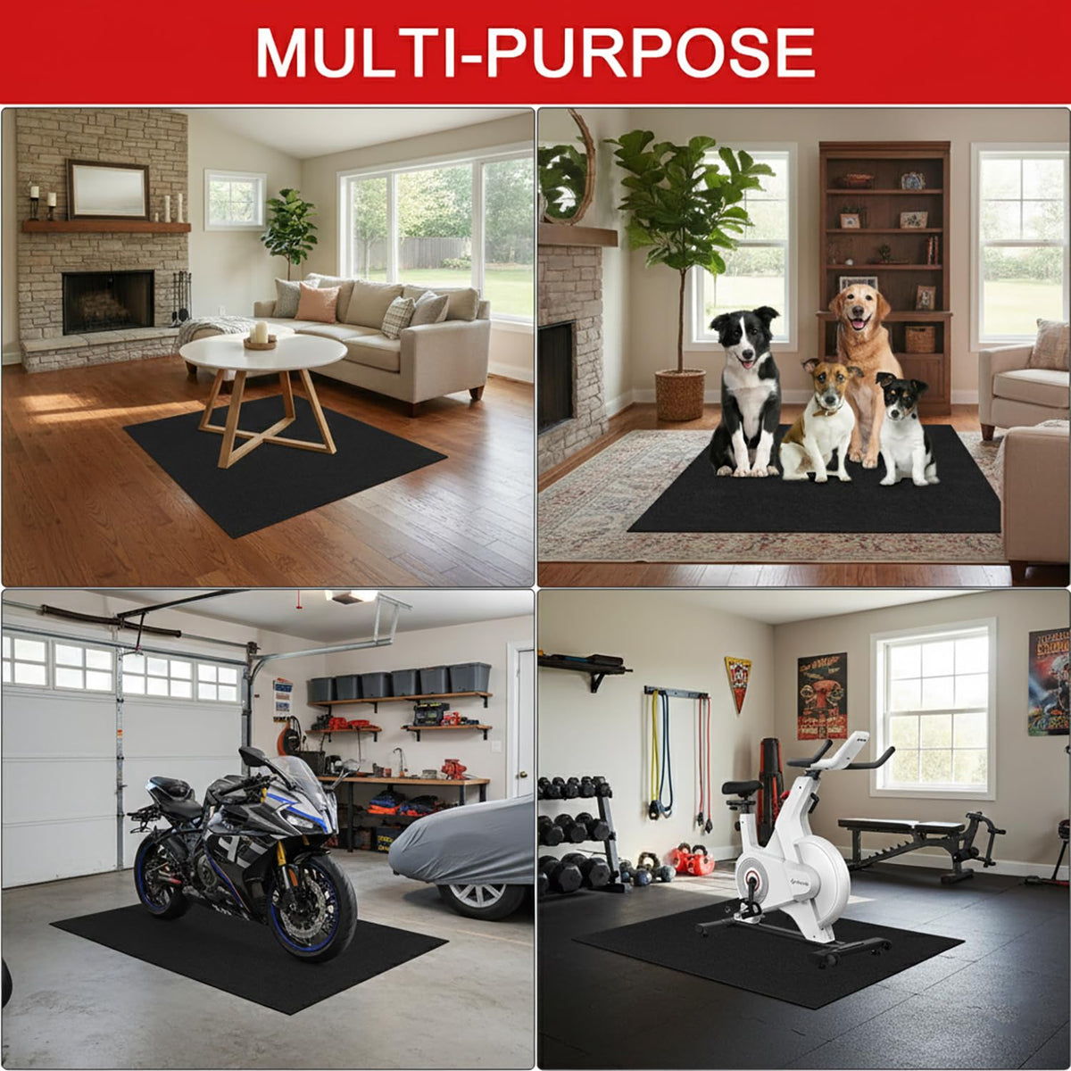 Golener mat in tidy garage lifestyle setting protecting floor from spills