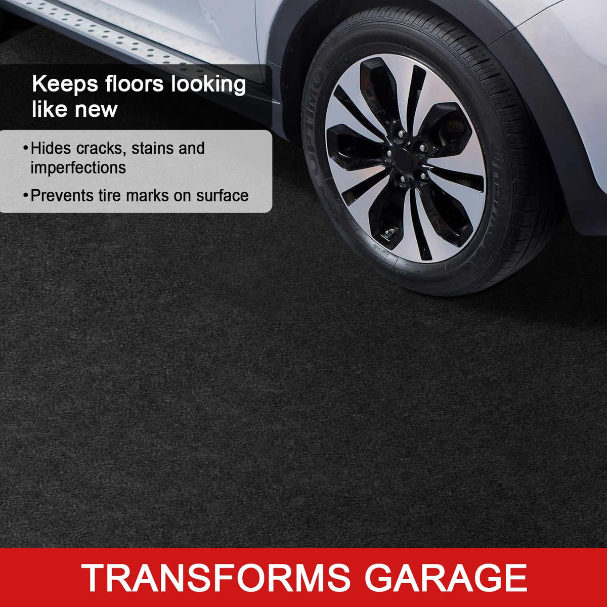 Golener mat beside car showing size and scale for SUVs and sedans