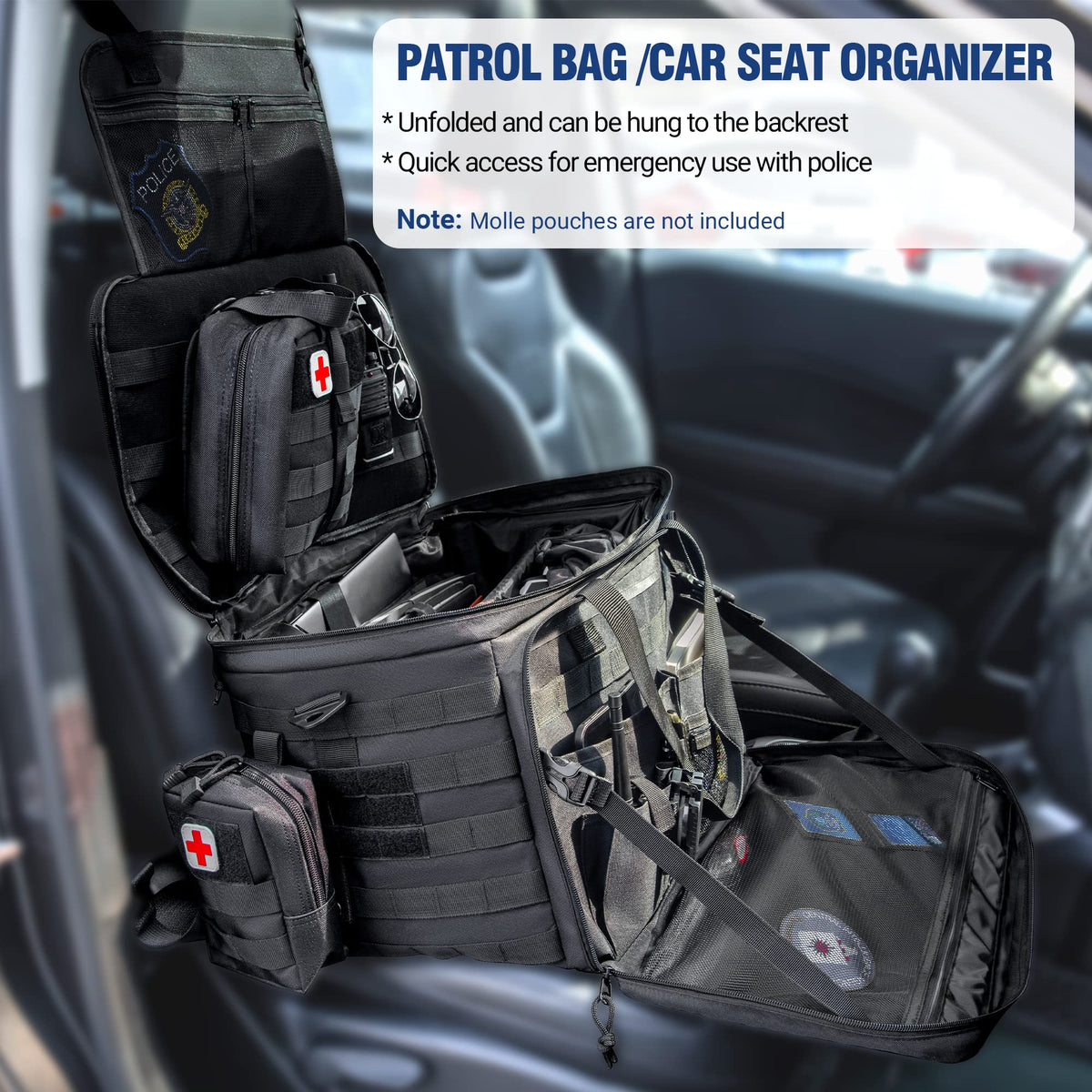 Golkcurx officer carrying patrol bag from vehicle to office for fast, organized transport
