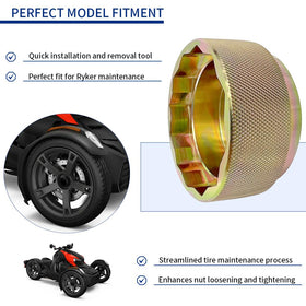 GOLKNHA socket in use on Can-Am Ryker wheel enabling quick nut removal