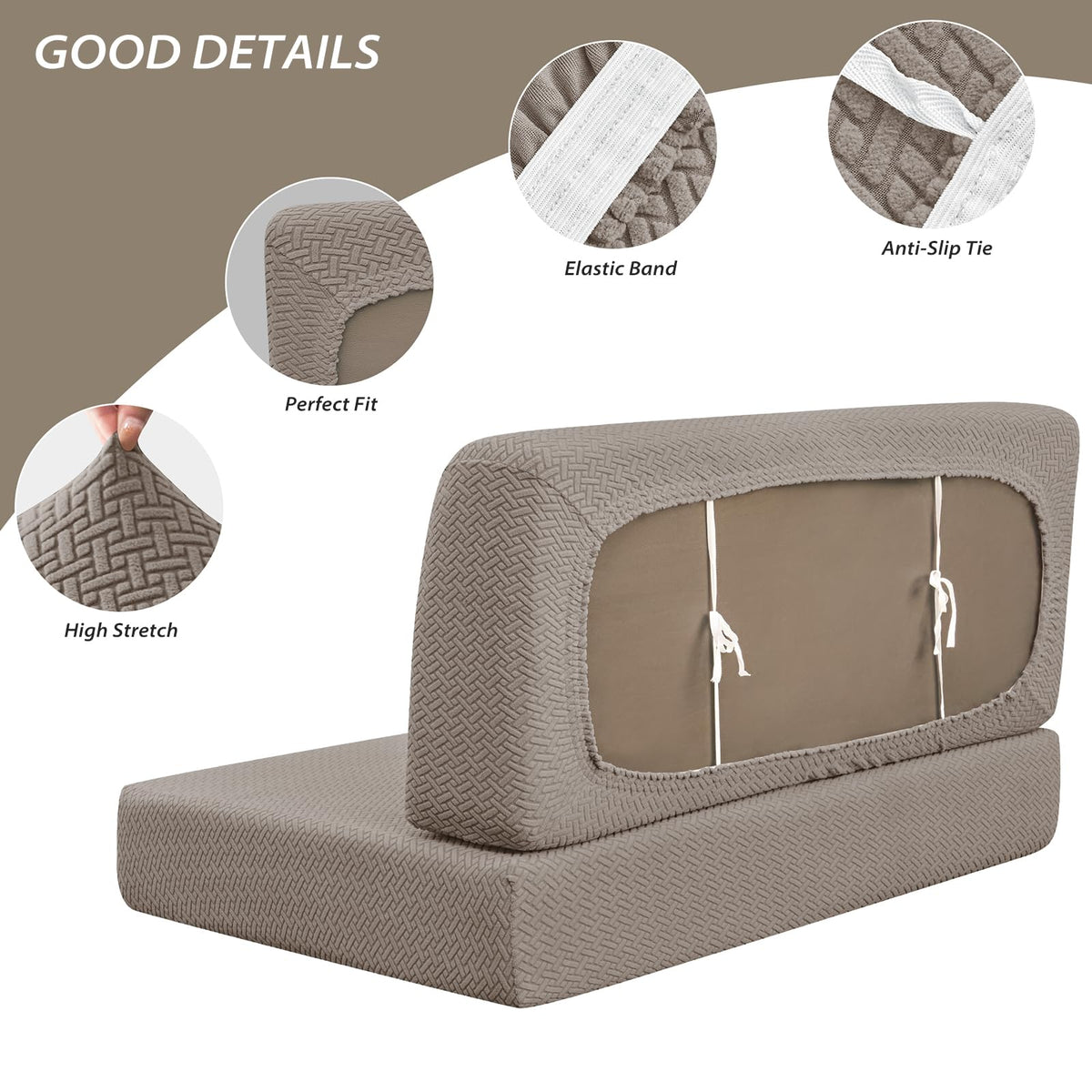 Gollense backrest cover detail showing elastic hem for anti-slip
