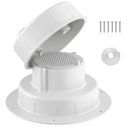 Golysoa front view of white aluminum vent cap showing durable finish and protection