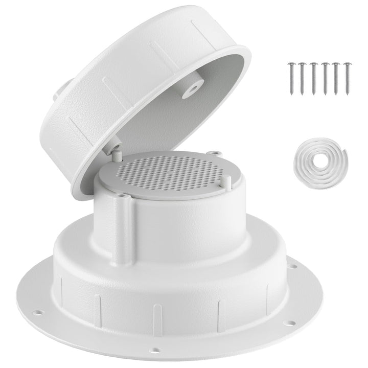 Golysoa front view of white aluminum vent cap showing durable finish and protection