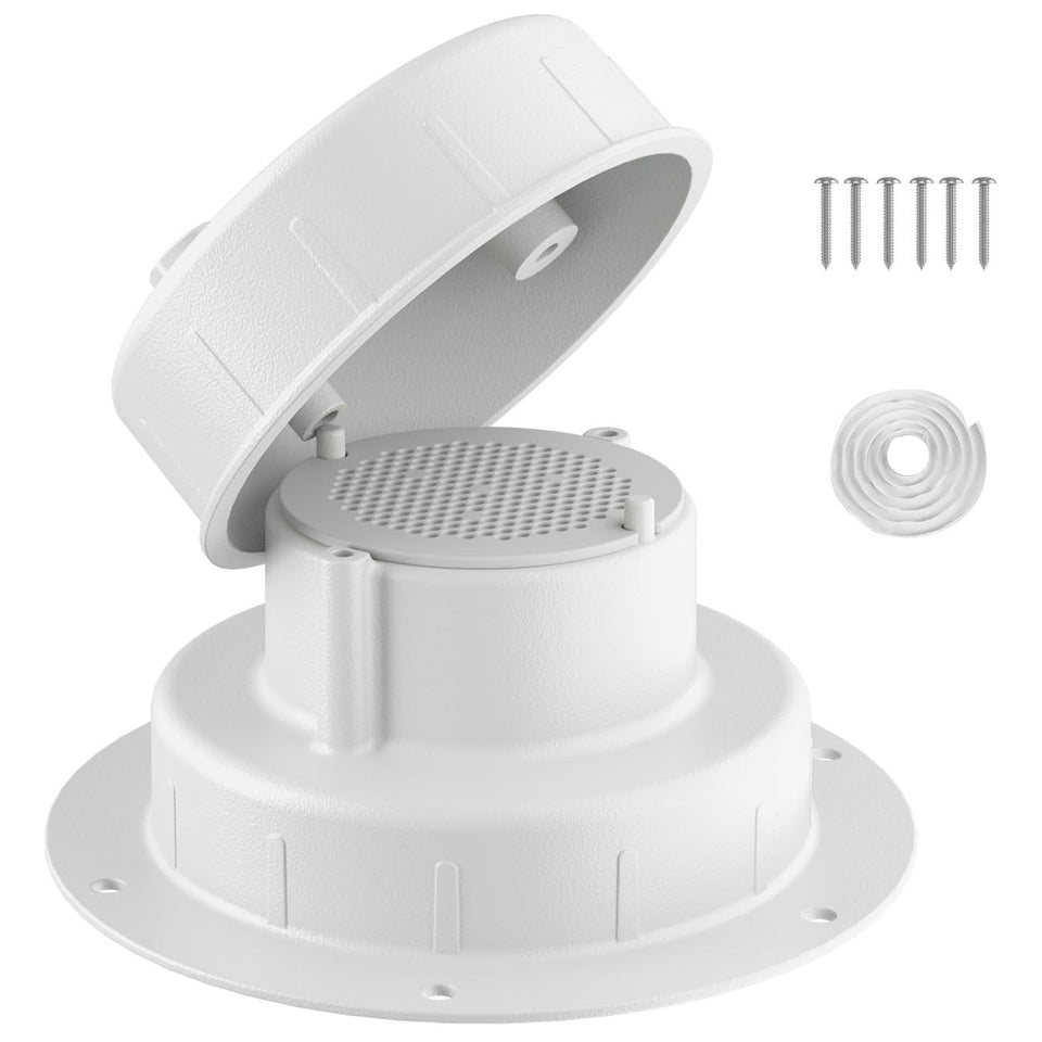 Golysoa front view of white aluminum vent cap showing durable finish and protection