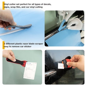 Gomake film cutter and blade enabling clean, controlled trims