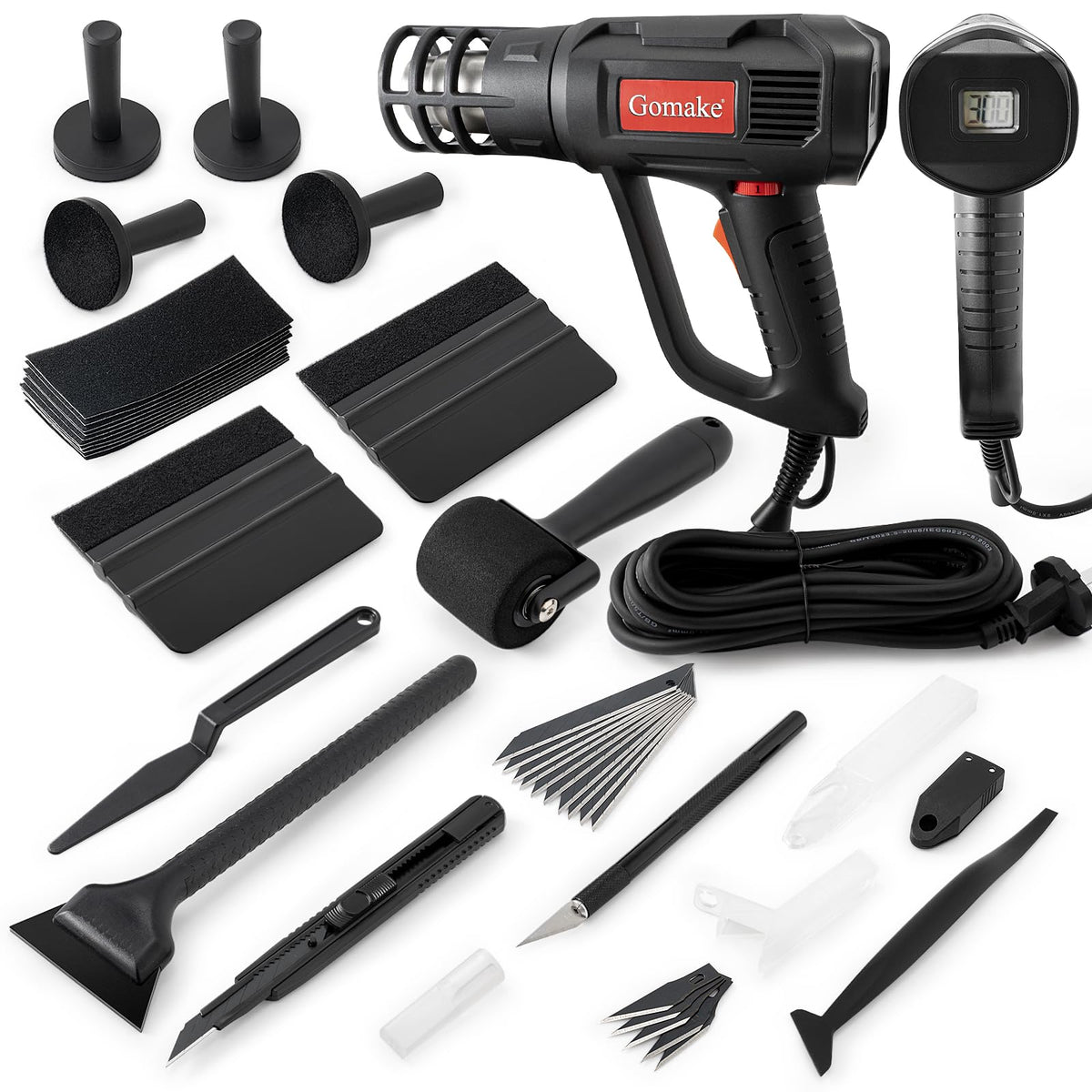 Gomake full kit layout showing tools and heat gun for faster installs