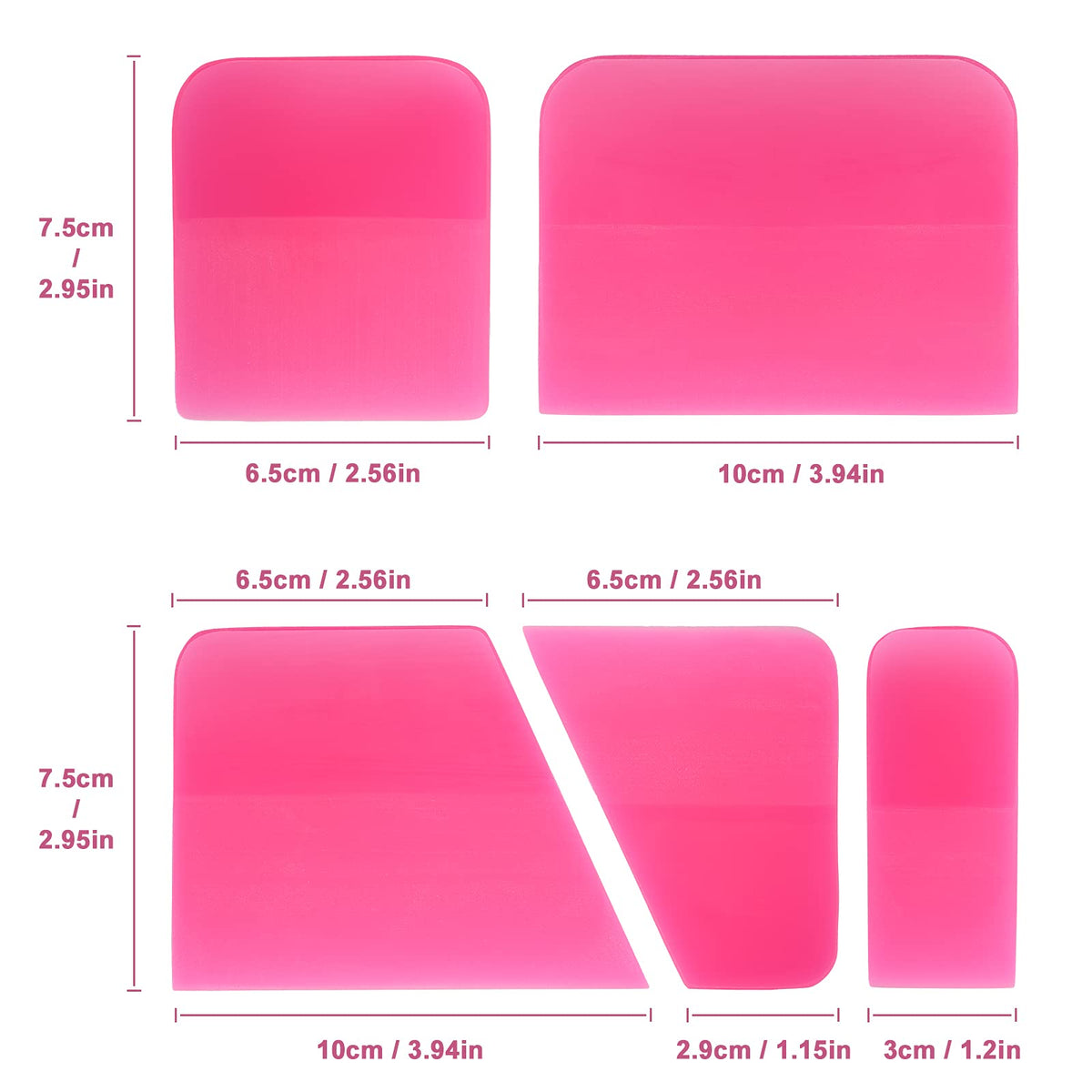 Gomake squeegees beside ruler showing exact size for precision