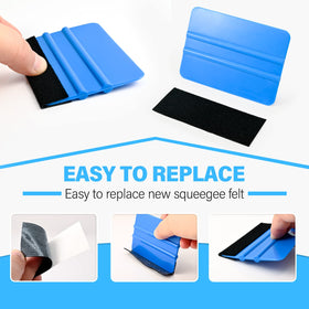 Gomake squeegee smoothing tint on car window to remove air bubbles and ensure clarity