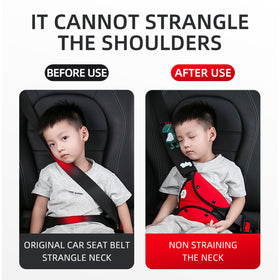 Gomewrop installed in car seat showing improved shoulder comfort