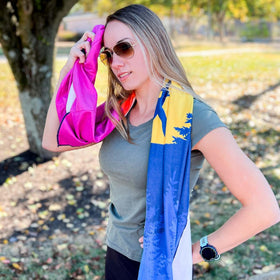 Gone For a Run rolled towel compact for easy transport and storage