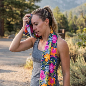 Gone For a Run towel installed in car demonstrating sweat protection benefit