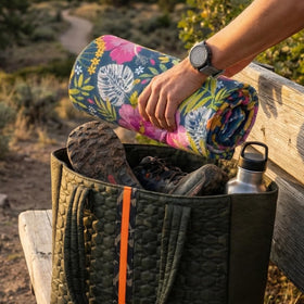 Gone For a Run towel rolled compact for easy transport and storage
