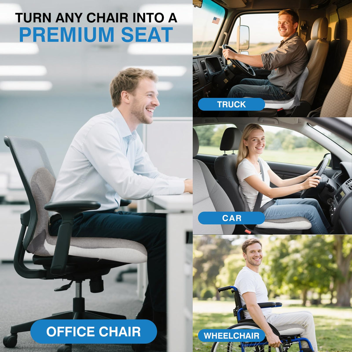 Gonexway silicone-grip base texture securing cushion to seat for stability
