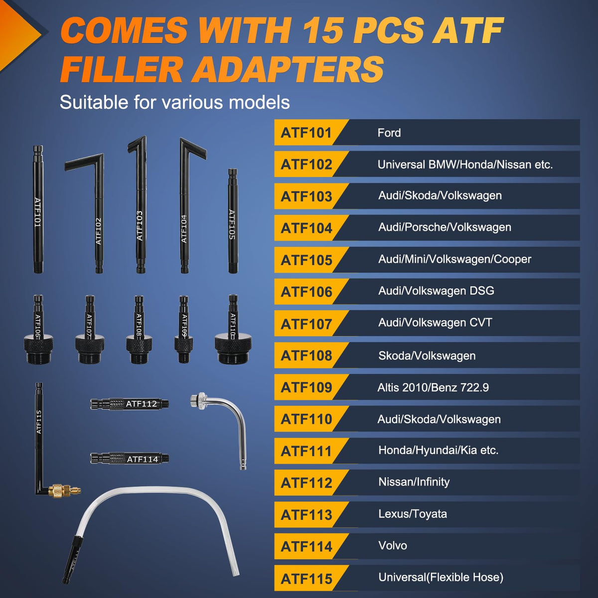 GOOACC 15 ATF adapter set in toolbox for broad vehicle compatibility