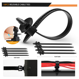 GOOACC reusable cable ties bundled as bonus items for tidy wiring and temporary holds