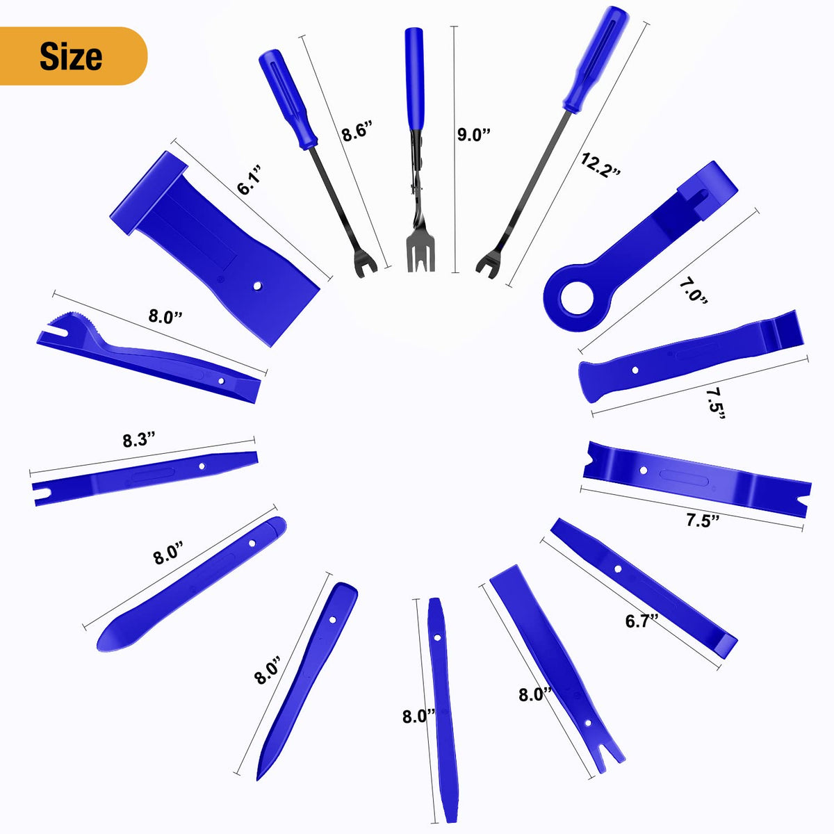 GOOACC close-up of varied clip sizes providing quick matching to retainers