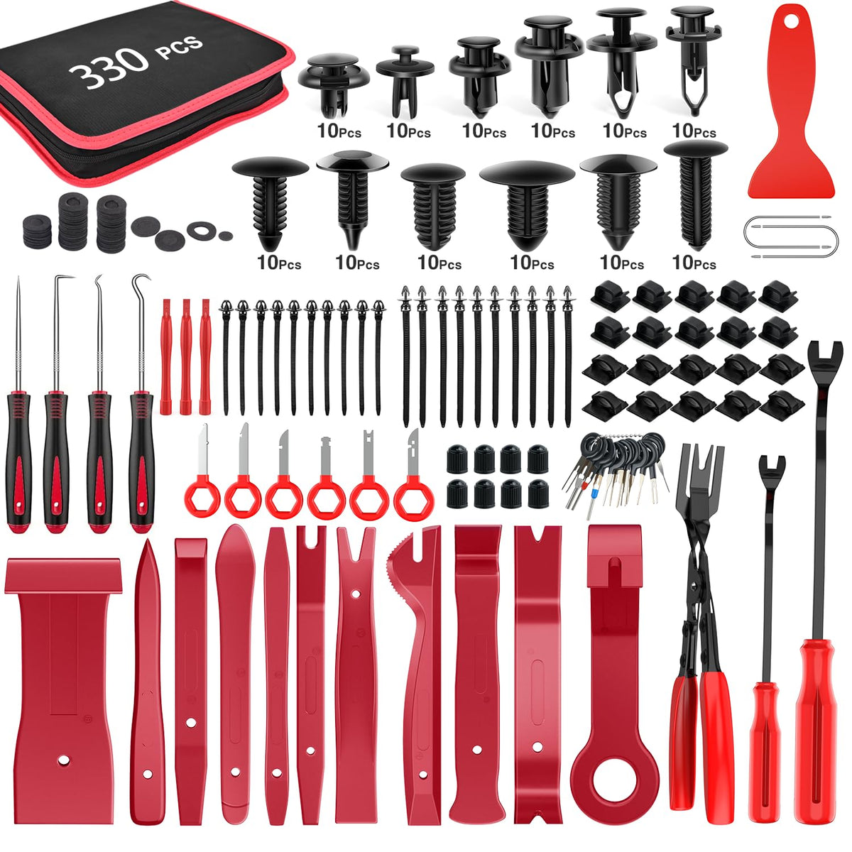 GOOACC front view of full 330-piece kit showing organized components and portability