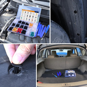 GOOACC kit in a garage scene used by a DIY mechanic to complete trim repairs efficiently