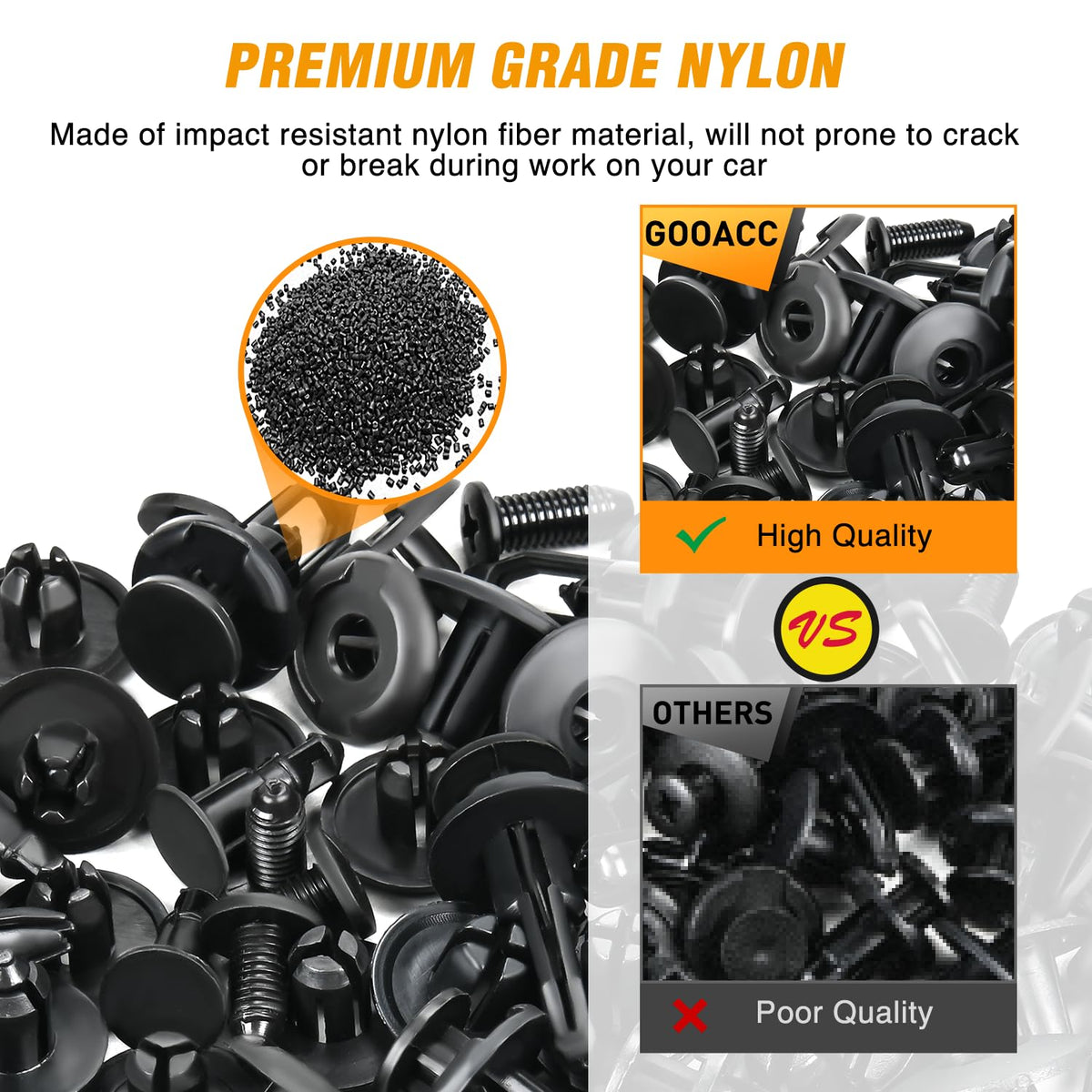 GOOACC size comparison showing 6mm and 10mm clip examples for correct sizing benefit