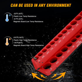 GOOACC tray next to ruler showing compact size and clear spacing for sockets