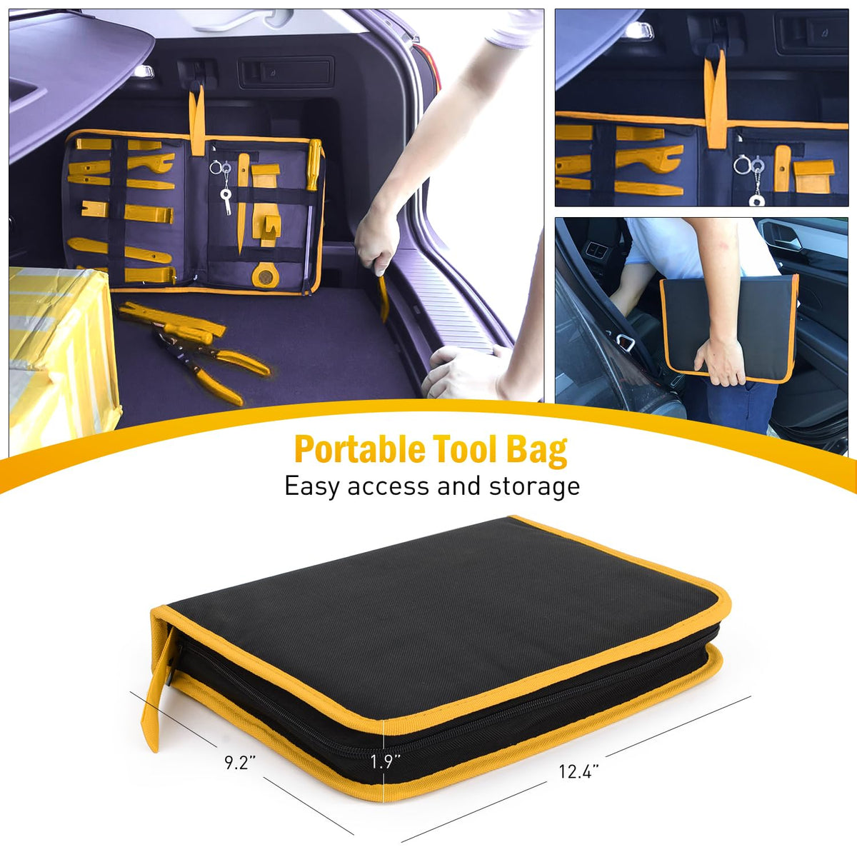 GOOACC compact storage bag zipped with tools organized for transport