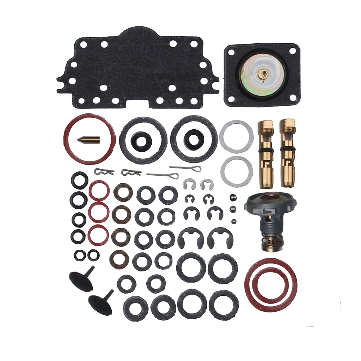 goodbest kit staged on a workbench with carburetor, illustrates parts ready for professional rebuild