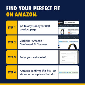 Goodyear belt length beside ruler showing 45.5 inches for correct fitment
