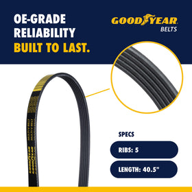 Goodyear belt rib profile close-up showing grip and quiet operation