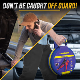 Goodyear clamps close-up showing secure terminal grip for reliable starts